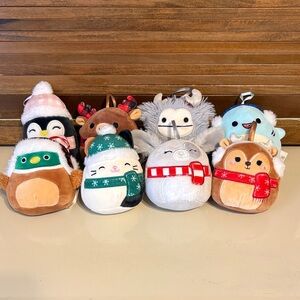Squishmallow Christmas Plush Ornaments, Set of 8
